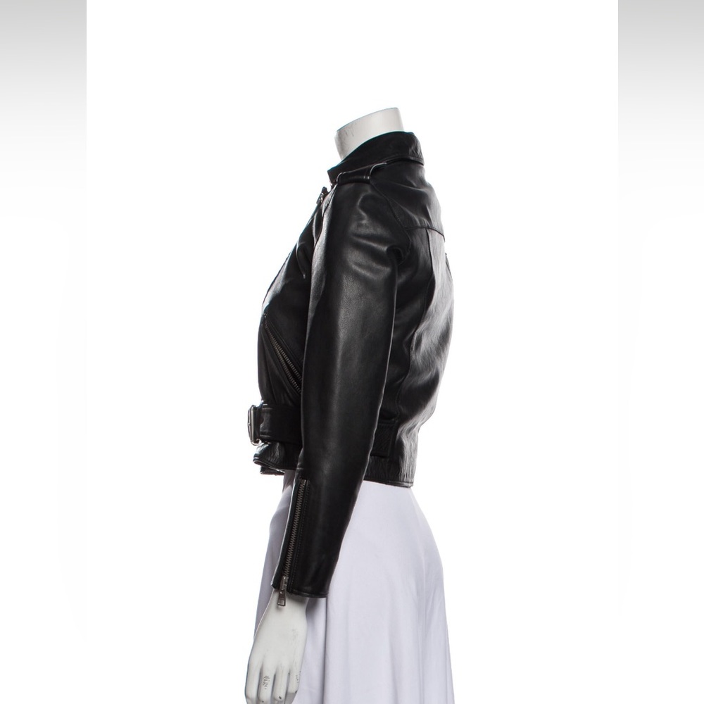 All Saints Premium Black Leather Biker Jacket XS 34 UK 6 US 2 Zara COS - Picture 3 of 3
